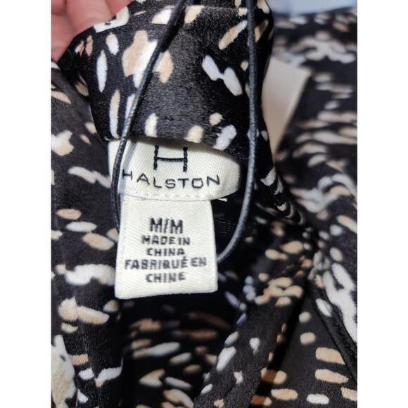 Women's Halston Blouse Size M Black Tan - Picture 6 of 8